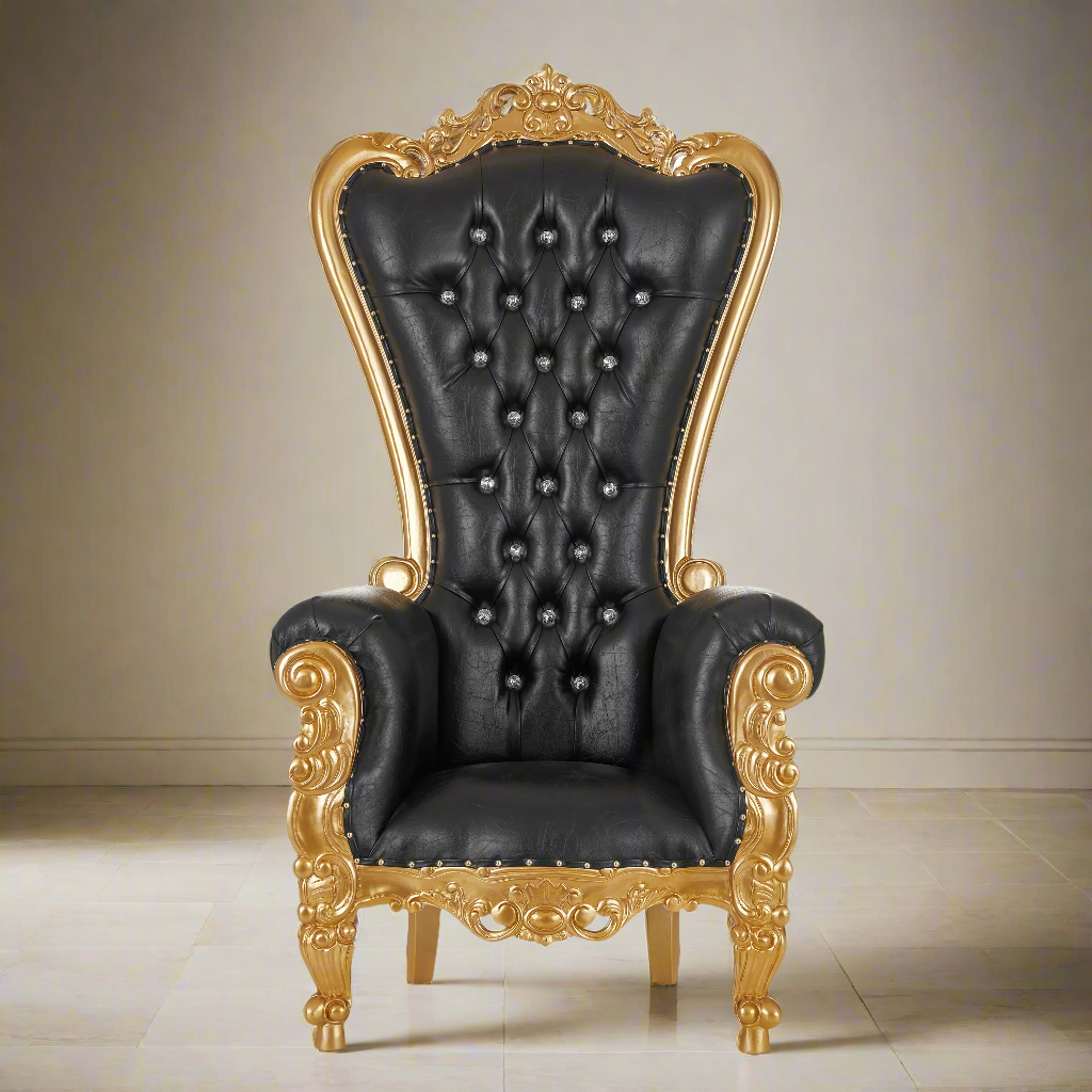 "Queen Tiffany" Throne Chair - Black / Gold