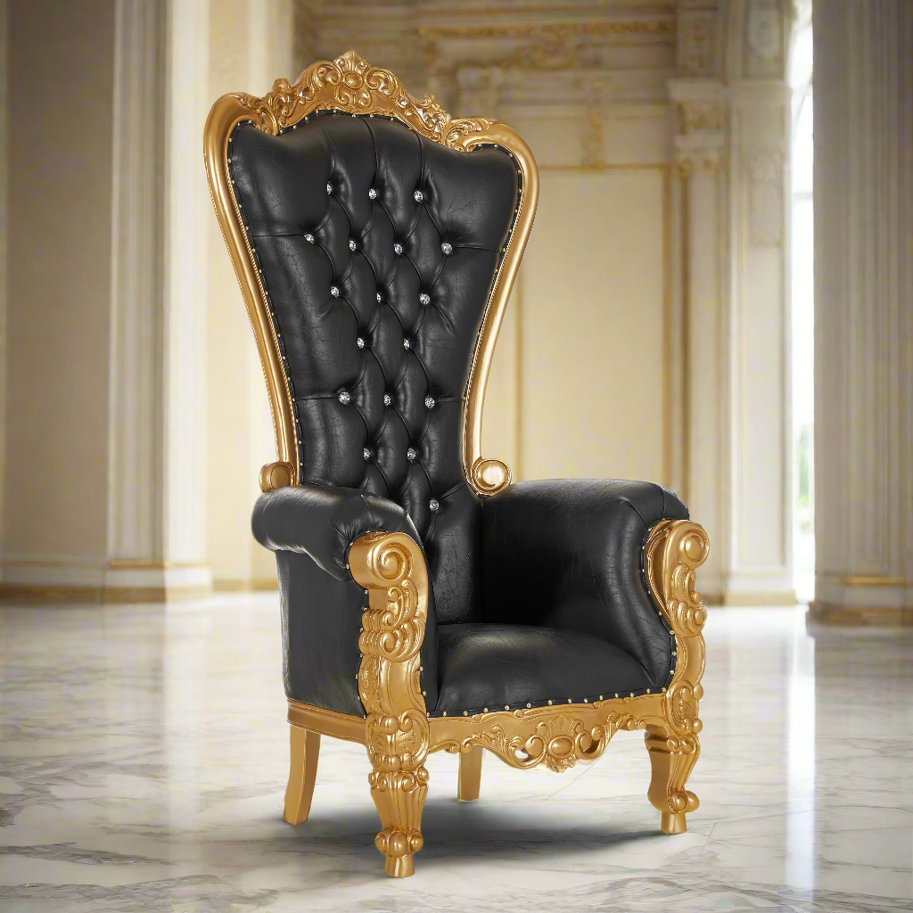 "Queen Tiffany" Throne Chair - Black / Gold