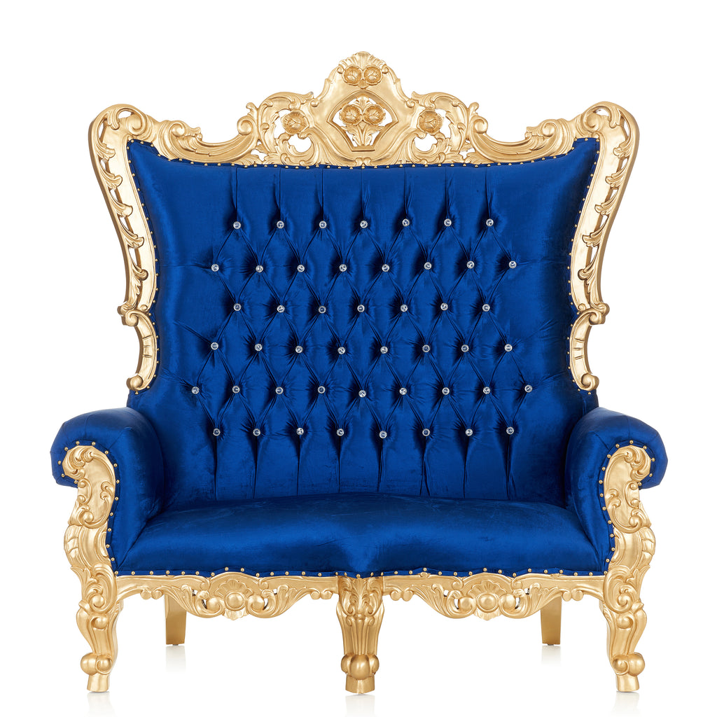 "King Caroleous" Royal Love Seat - Throne Navy Blue / Gold