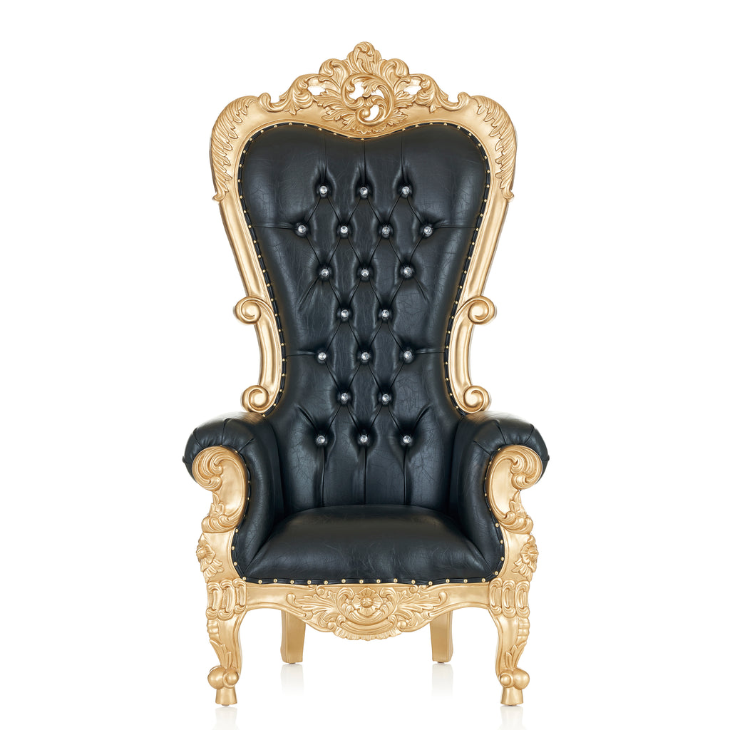 "Tamira" Queen Throne Chair - Black / Gold
