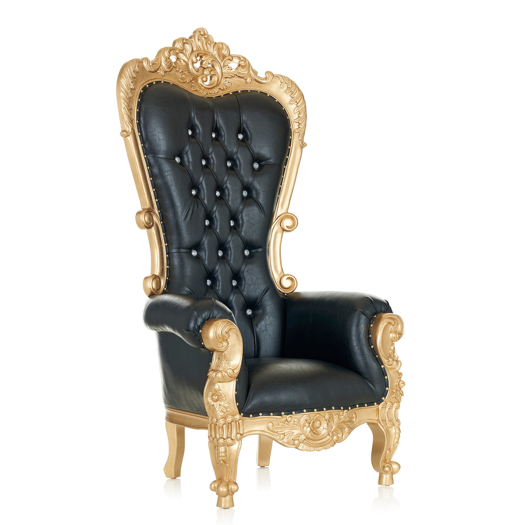 "Tamira" Queen Throne Chair - Black / Gold