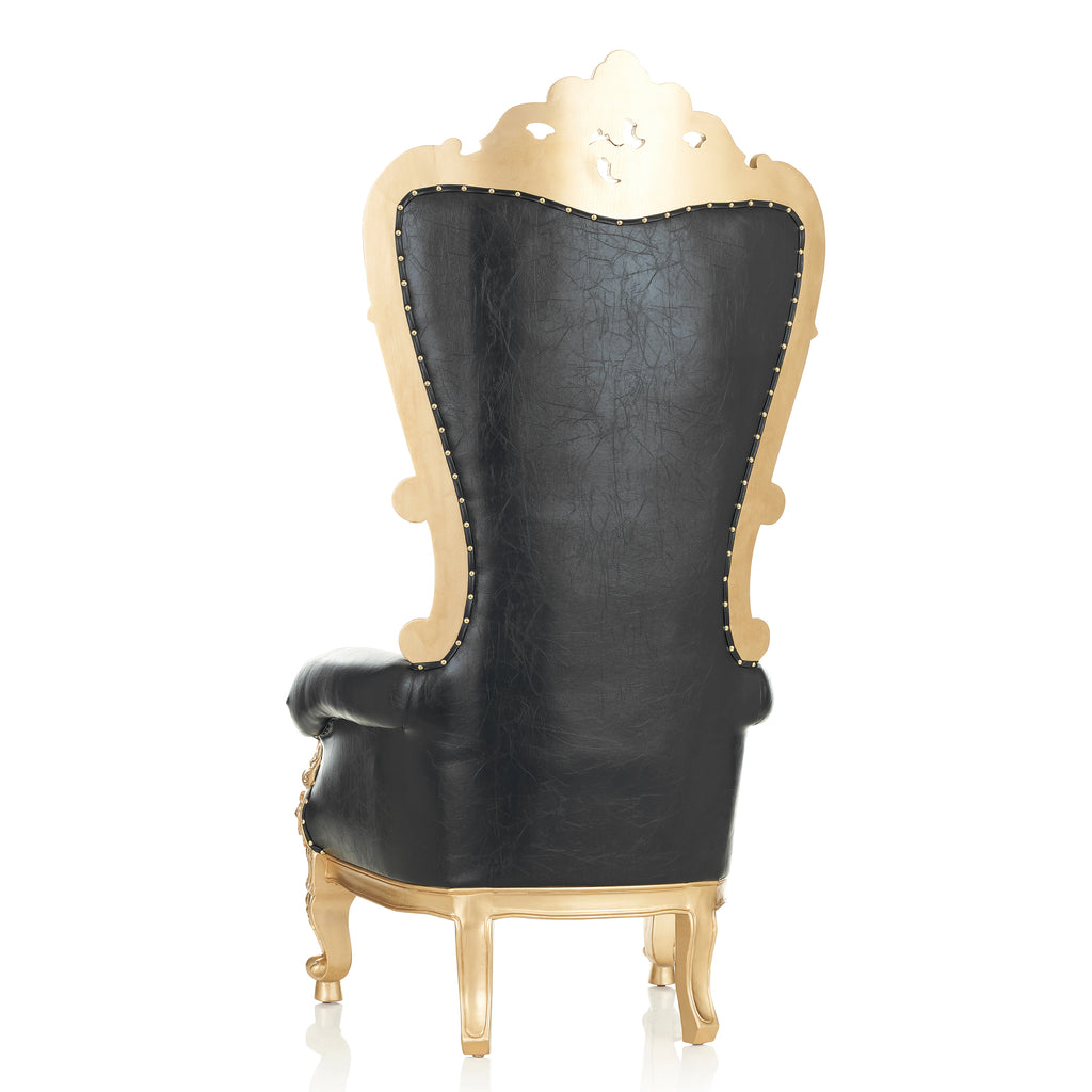 "Tamira" Queen Throne Chair - Black / Gold