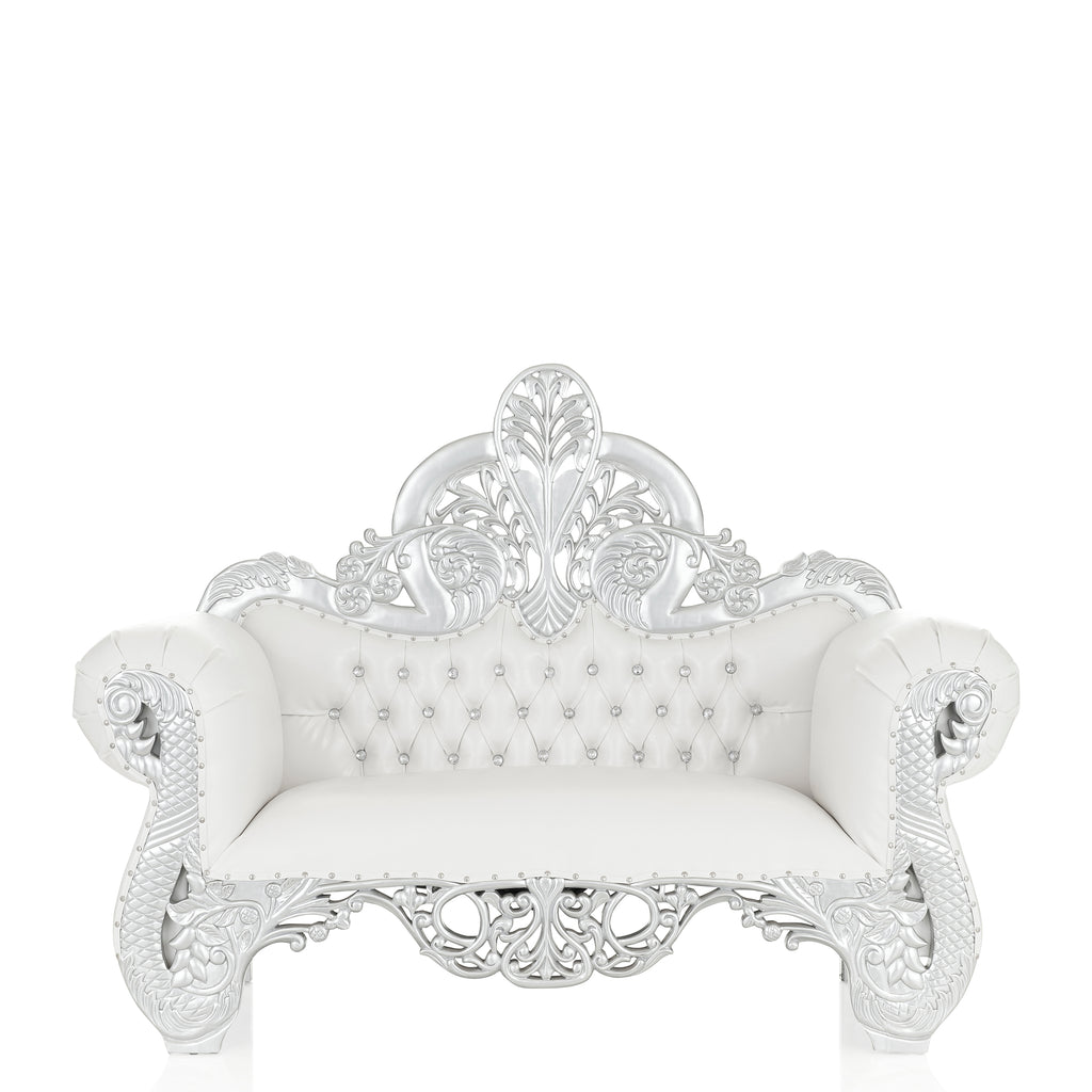 "Roxana" Royal Love Seat - White / Silver