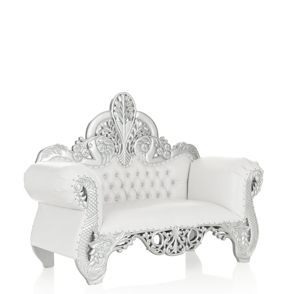 "Roxana" Royal Love Seat - White / Silver
