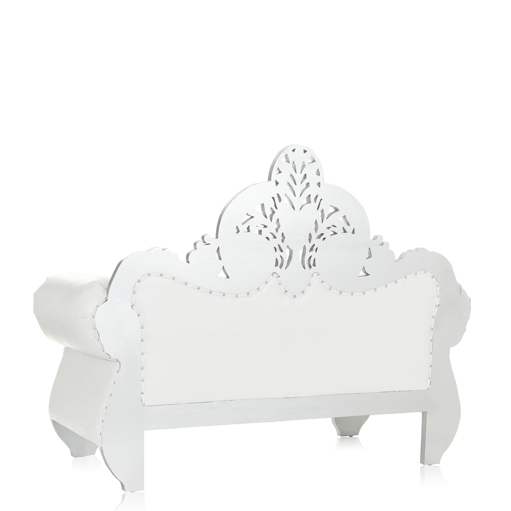 "Roxana" Royal Love Seat - White / Silver