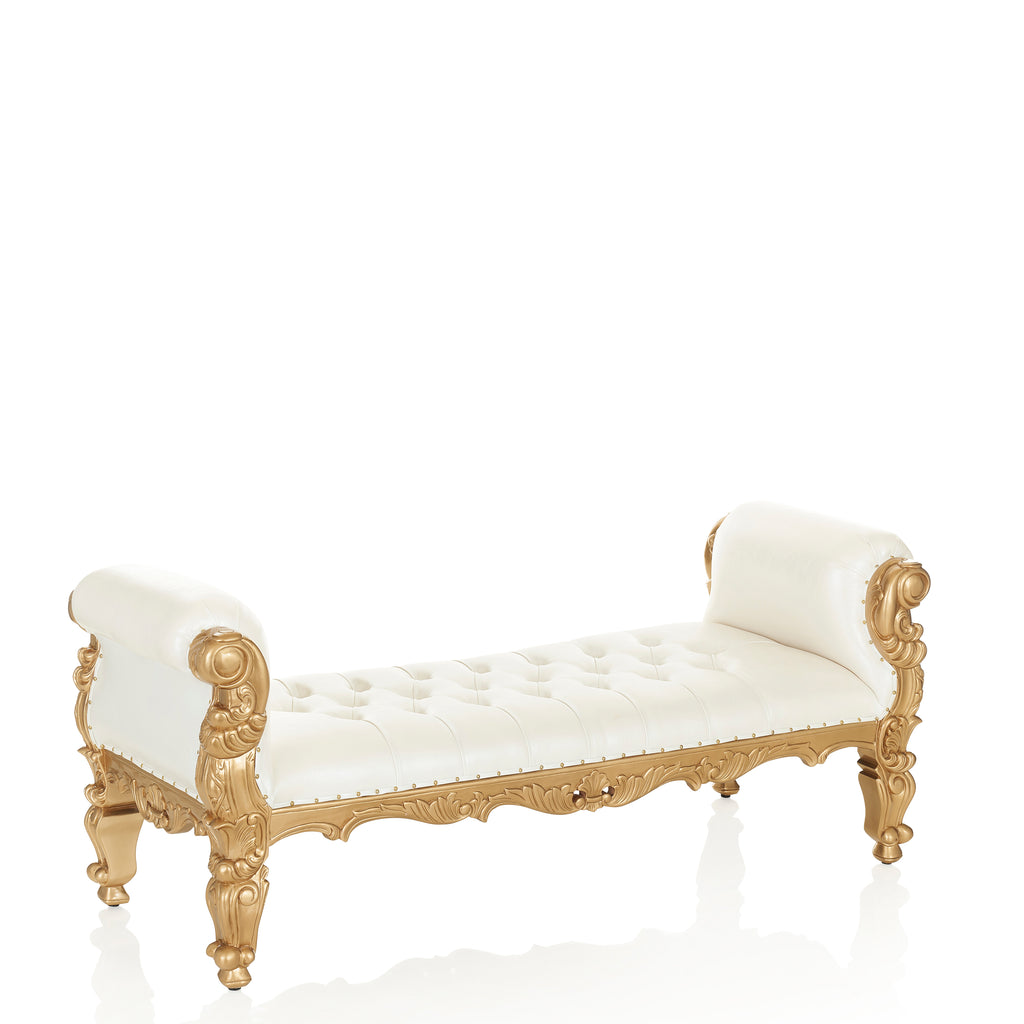 "Stefania" Royal Party Bench - White / Gold