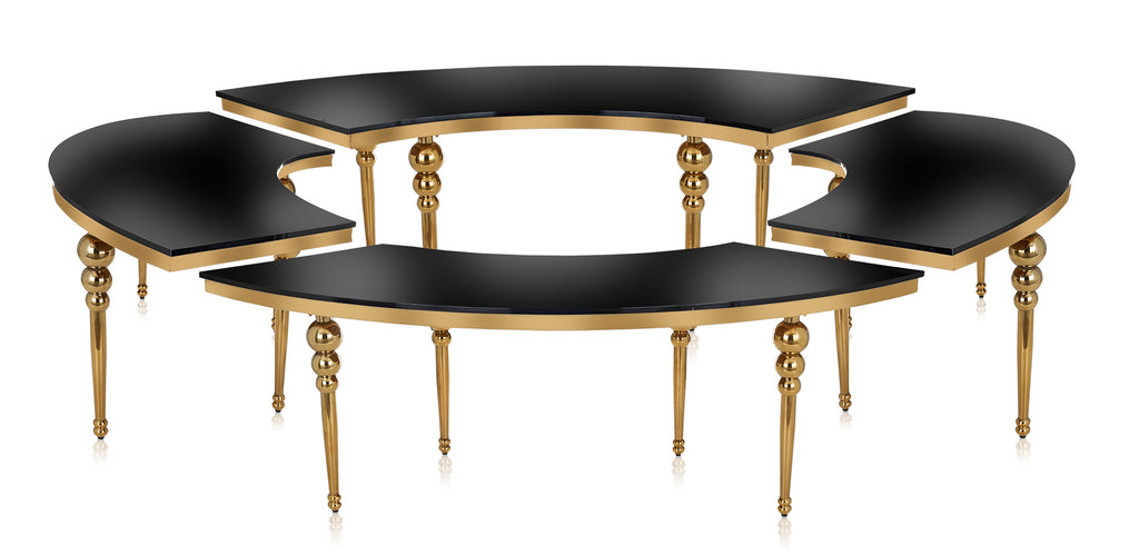 "Royal Susanna" 4 Pcs. Serpentine Wedding Table Set - Black / Gold