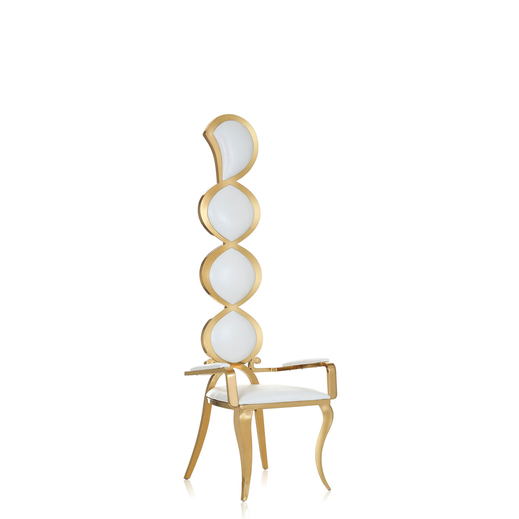 "Chloe" 2Pcs. Bridal Metal Throne Chair Set - White / Gold
