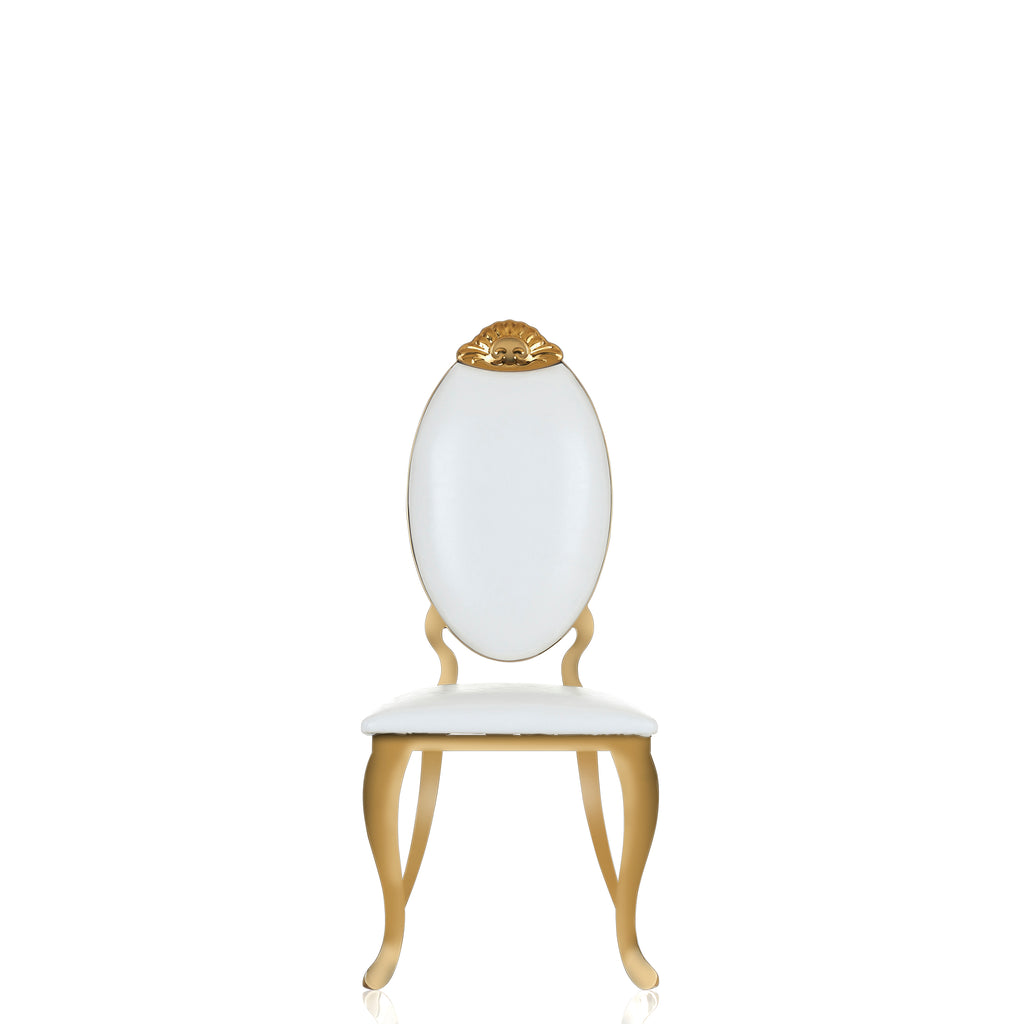 "Cora" 2Pcs. Metal Bridal Armless Throne Chair - White / Gold