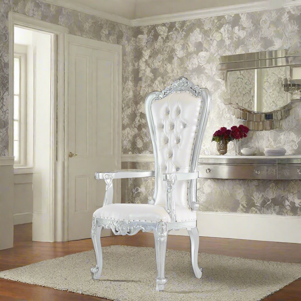 "Valentina" Accent Arm Chair - White / Silver