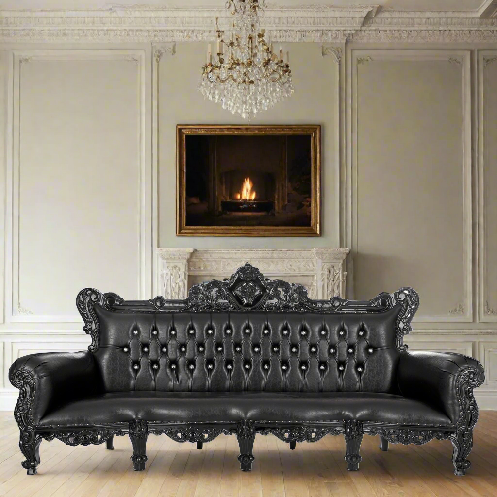 "Farrah" XXL Royal Boutique Sofa - Black/ Black