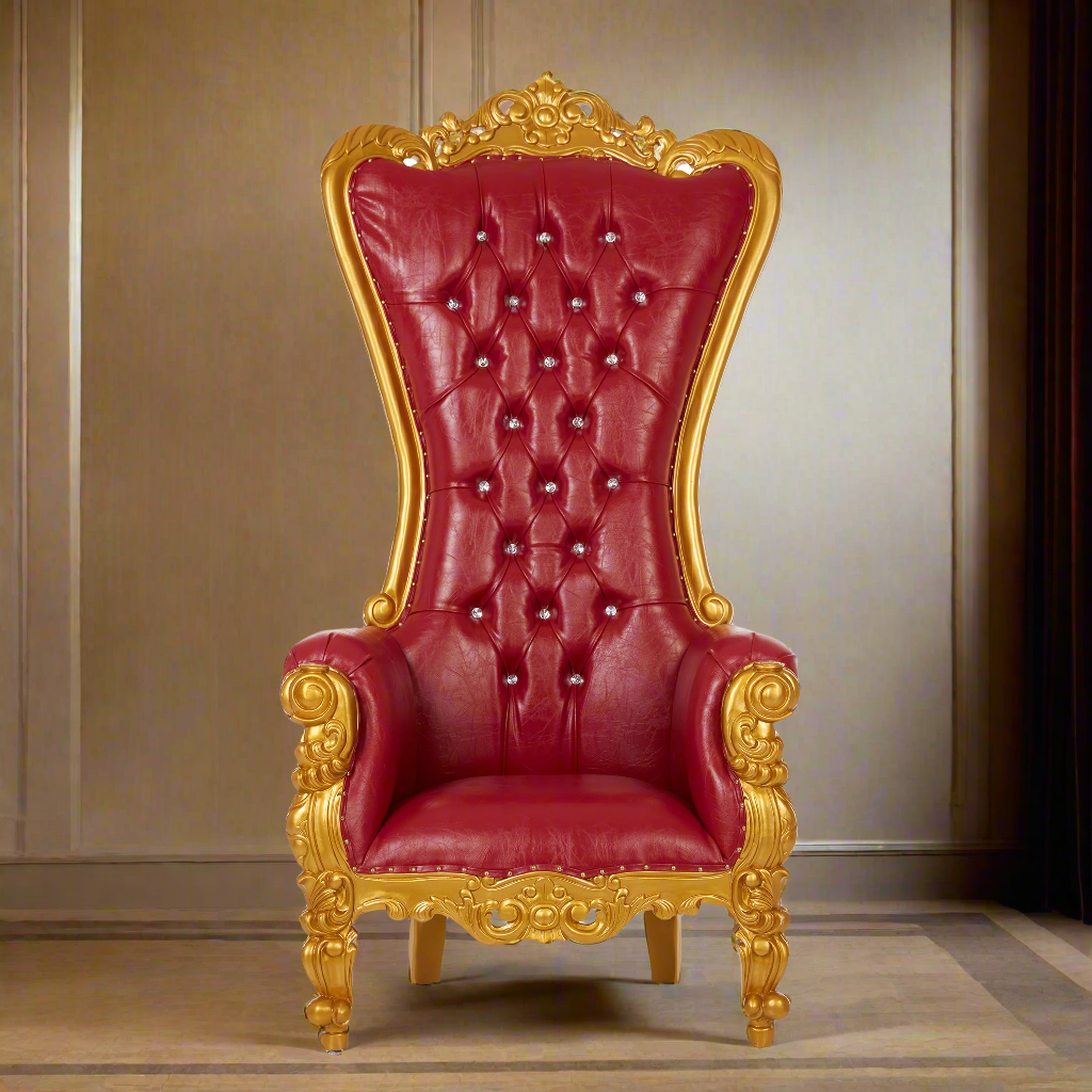 "Queen Tiffany 2.0" Throne Chair - Red / Gold