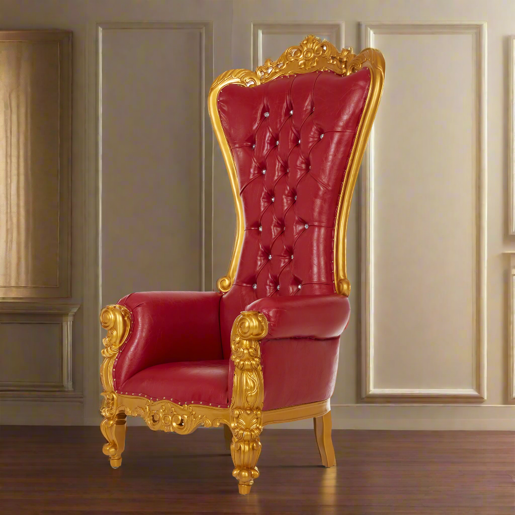 "Queen Tiffany 2.0" Throne Chair - Red / Gold