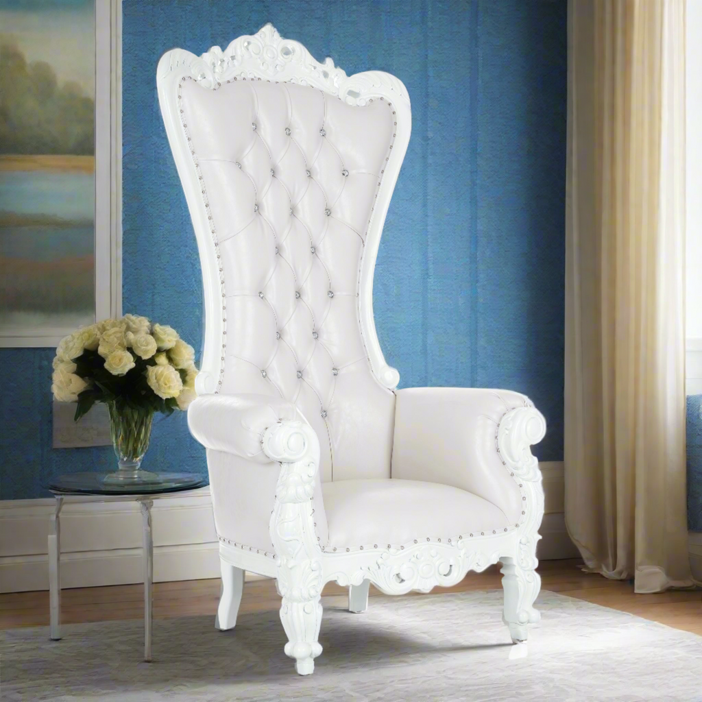 "Queen Tiffany 2.0" Throne Chair - White / White