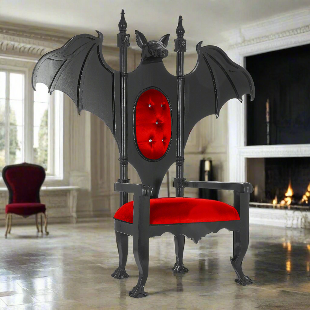 "Lucifer" Gothic Throne Chair - Red / Black