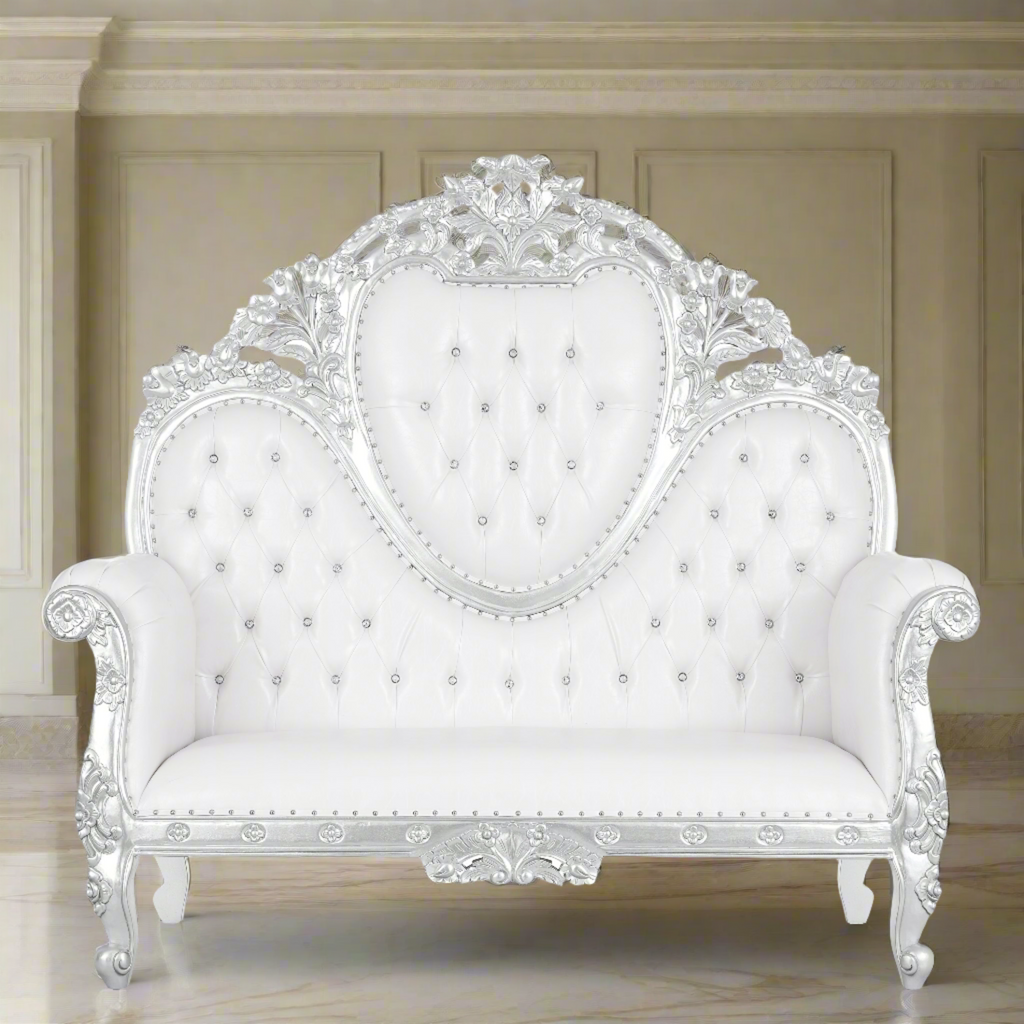 "Capri 70" Royal Love Seat  - White / Silver