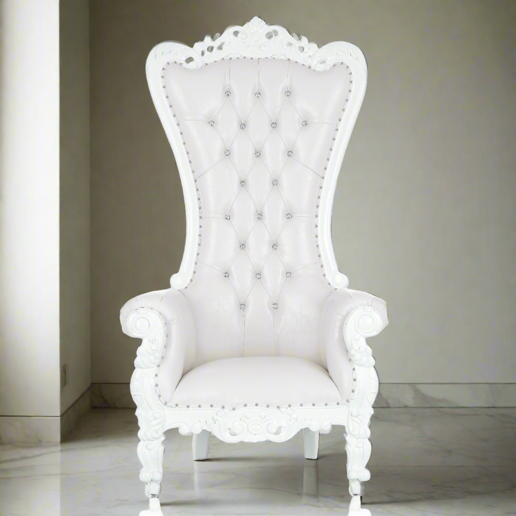 "Queen Tiffany 2.0" Throne Chair - White / White