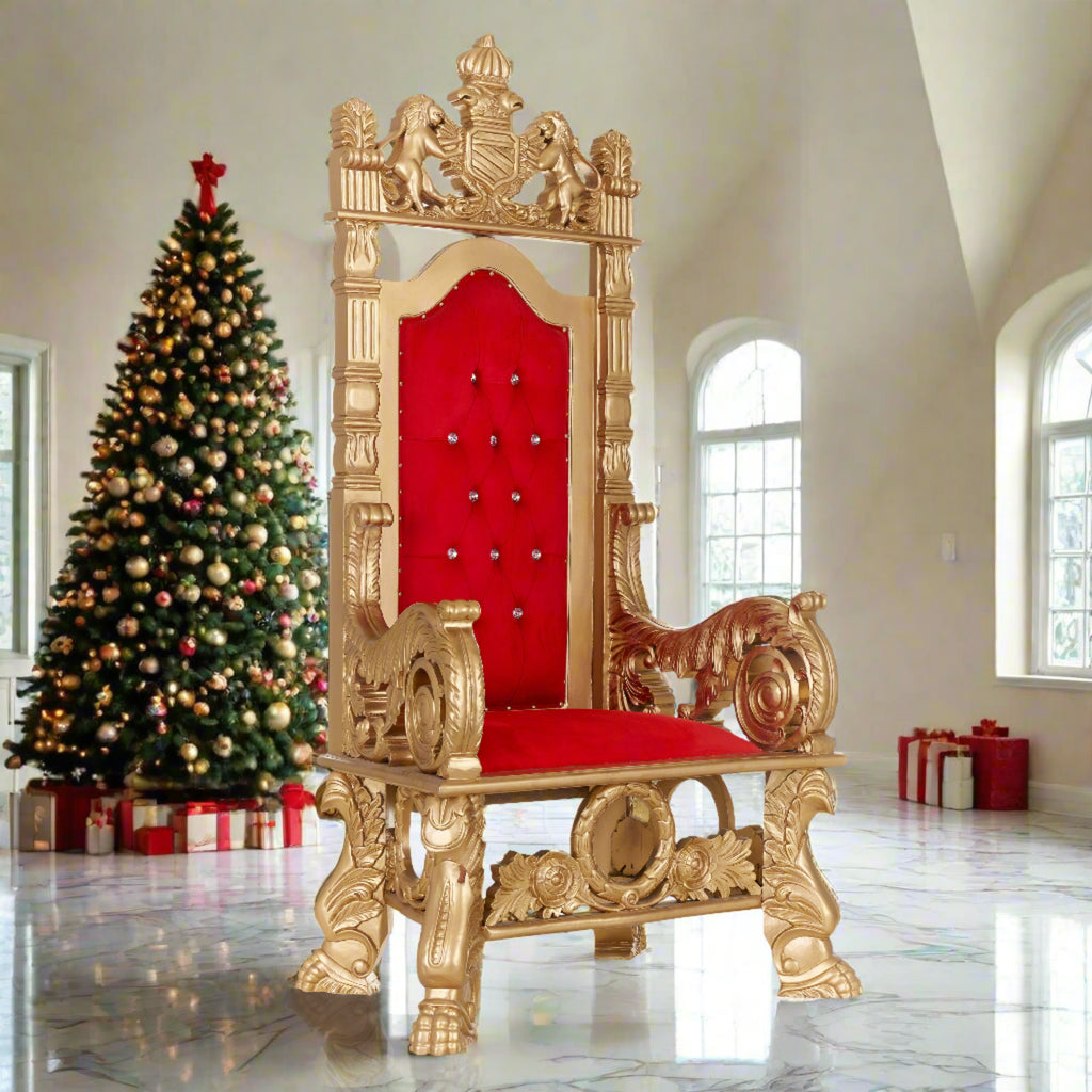 "King Stephen" Throne Chair - Red Velvet / Gold