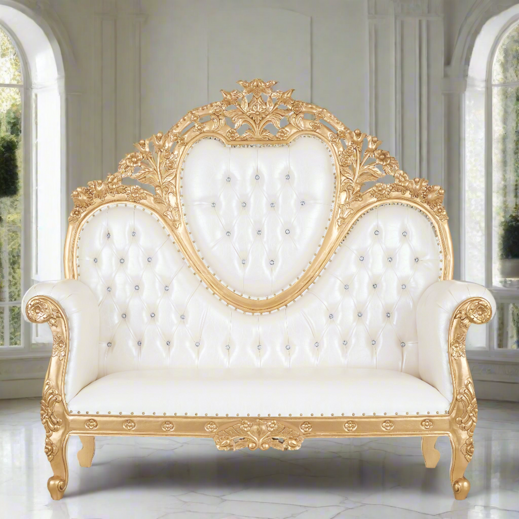 "Capri 70" Royal Love Seat  - White / Gold