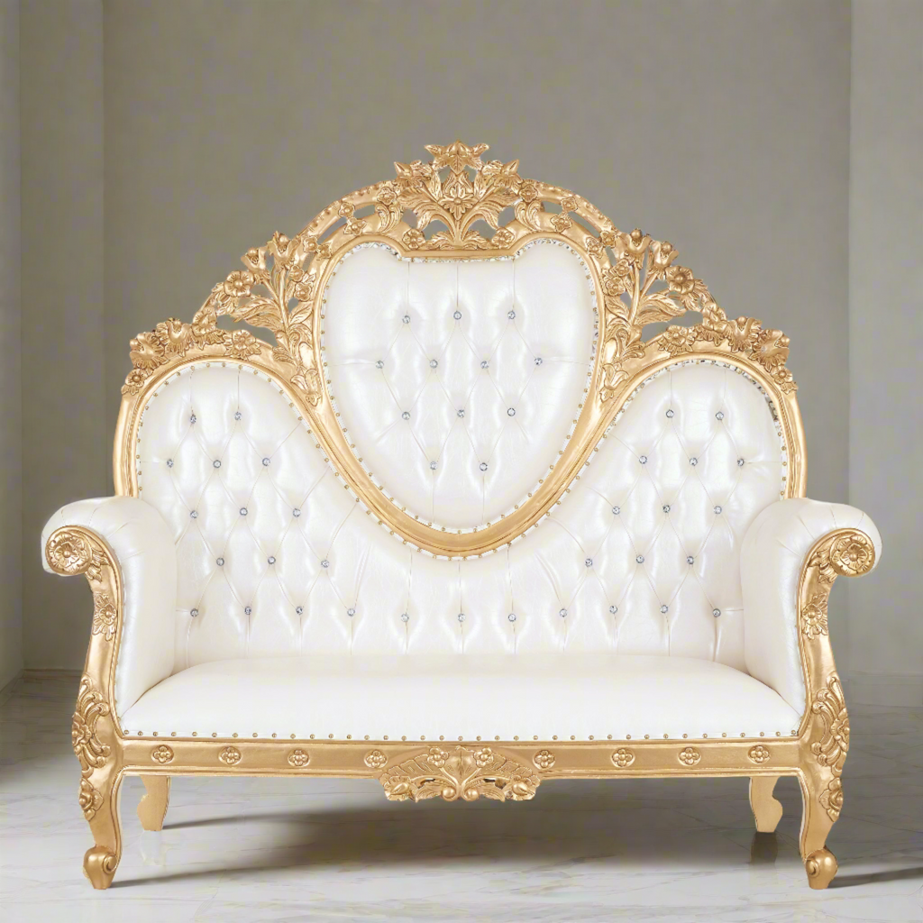"Capri 70" Royal Love Seat  - White / Gold
