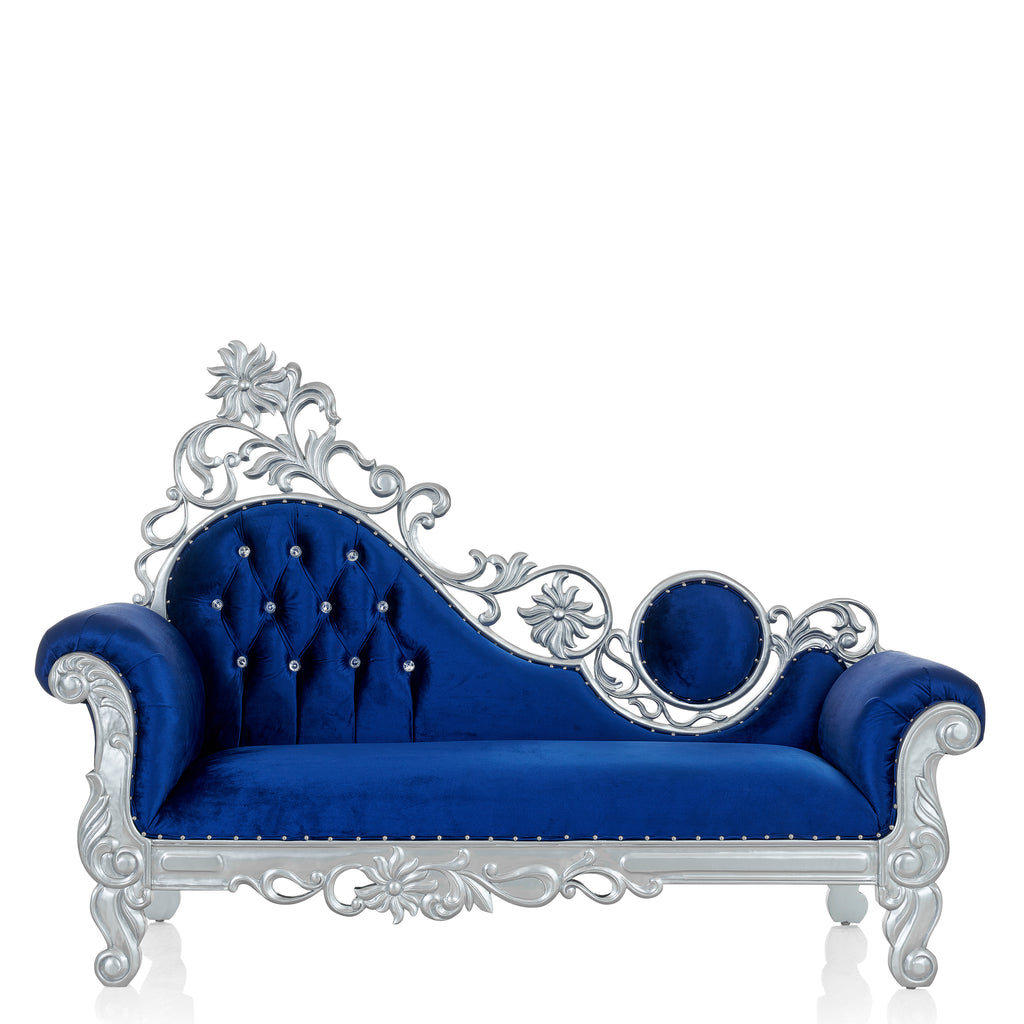 "Vanessa" Royal Chaise Lounge - Blue Velvet / Silver