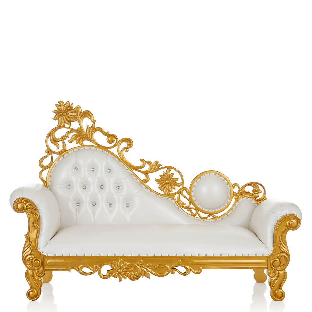 "Vanessa" Royal Chaise Lounge - White / Gold