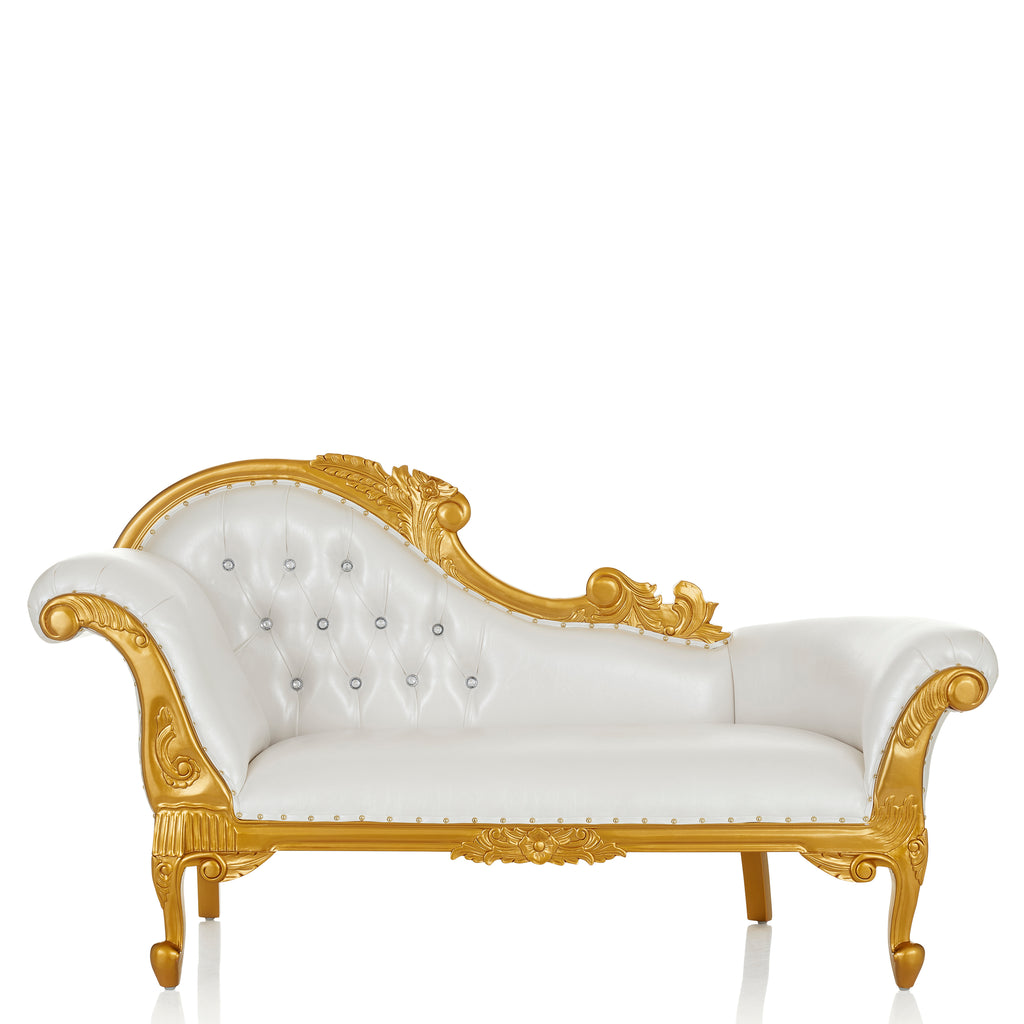 "Cleopatra 70" Royal Chaise Lounge - White / Gold