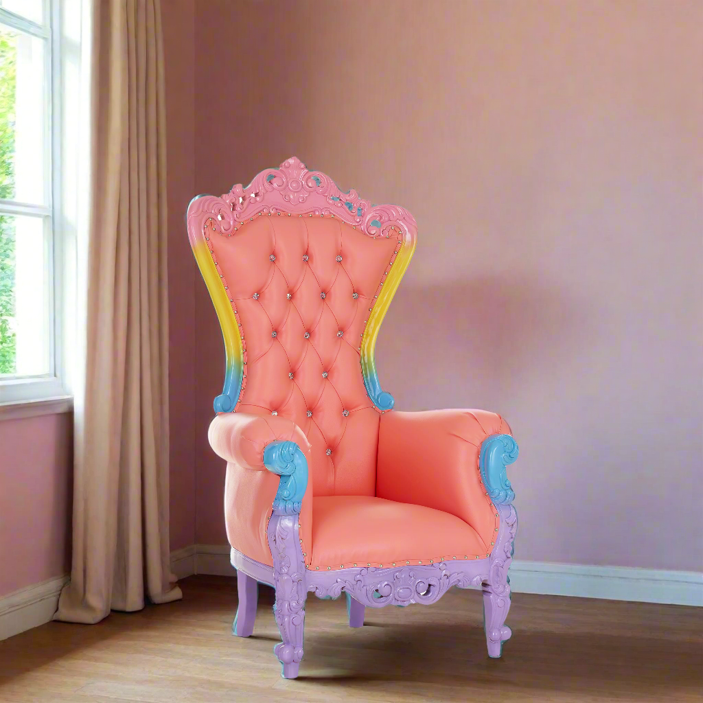 "Queen Tiffany 59" Throne Chair - Pink Unicorn