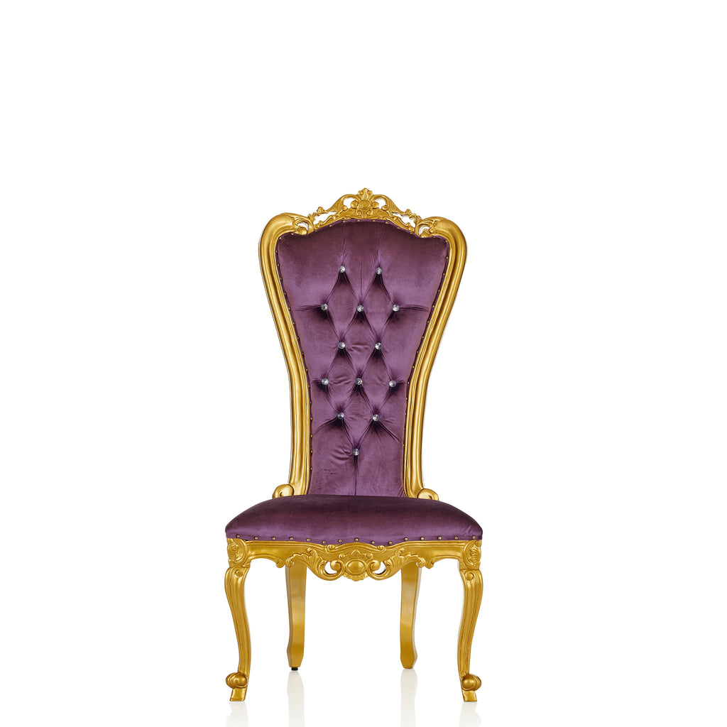 Valentina" Accent Armless Throne Chair - Light Purple Velvet / Gold