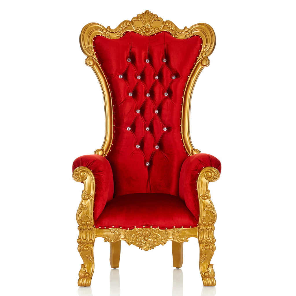 "Queen Bella" Royal Throne Chair - Red Velvet / Gold