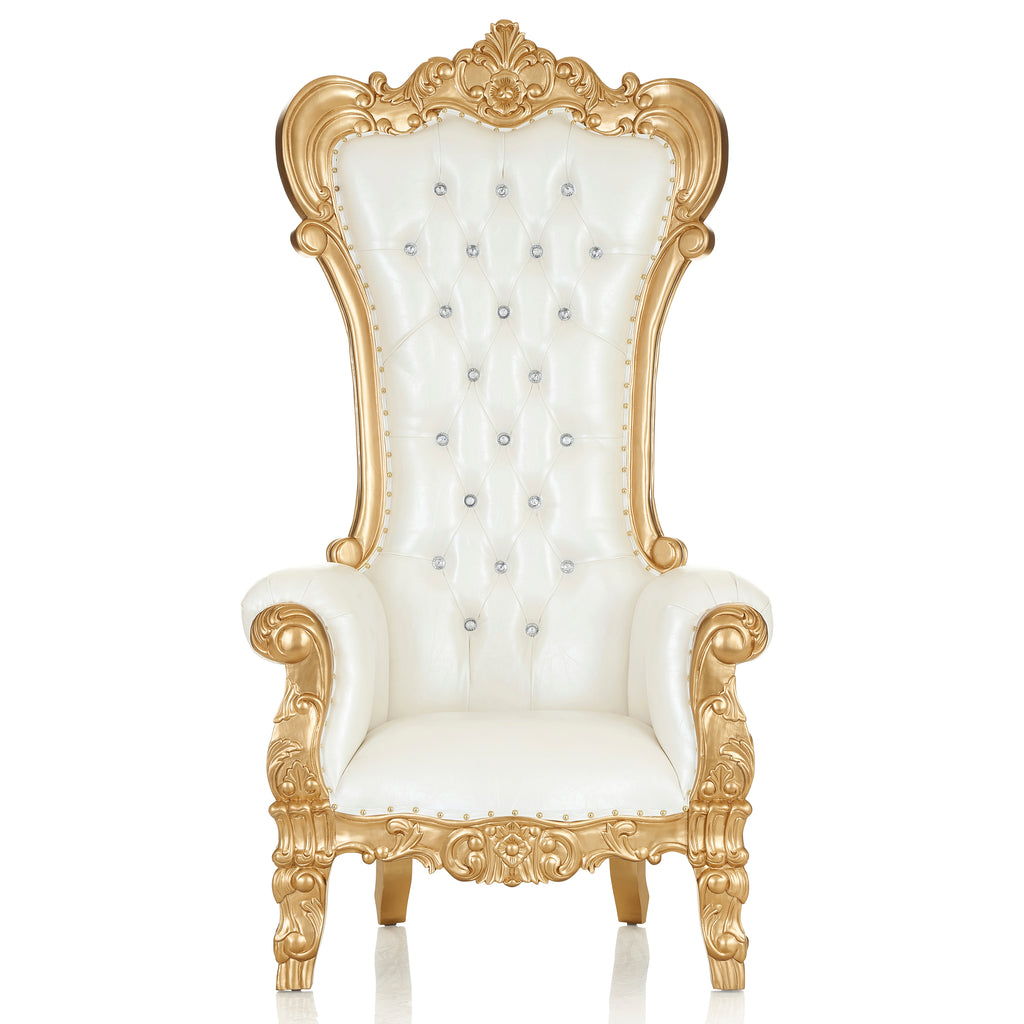 "Queen Bella" Royal Throne Chair - White / Gold