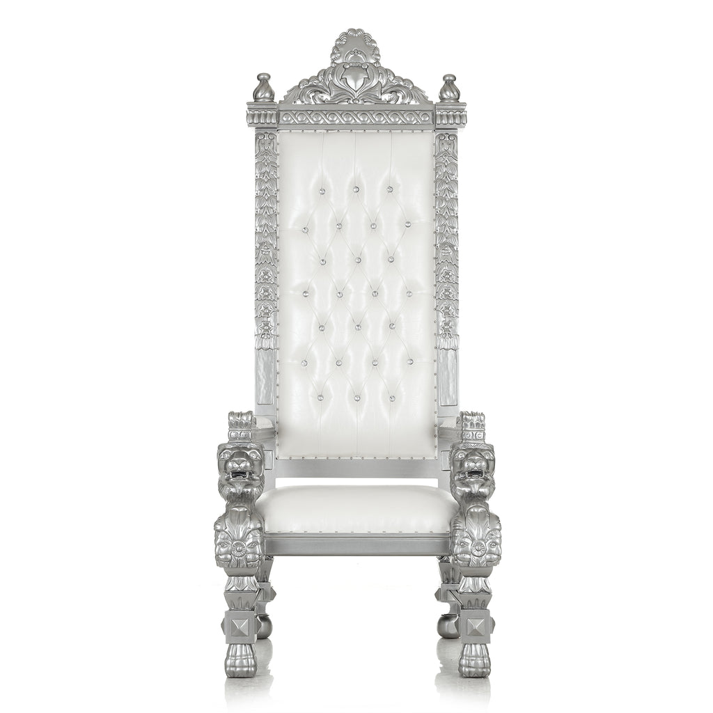 "King Kong" 88" Throne Chair - White / Silver