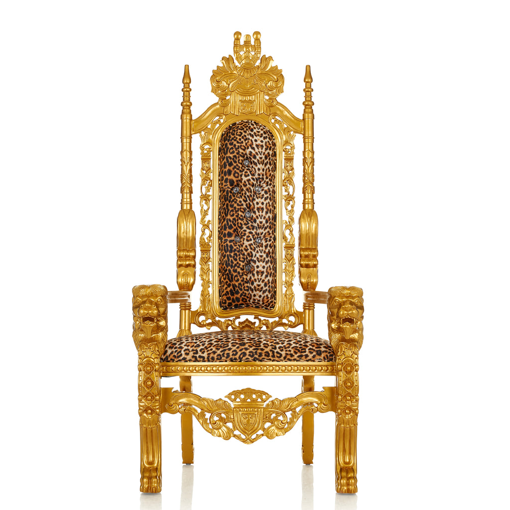 "King David" Lion Throne Chair - Animal Print / Gold