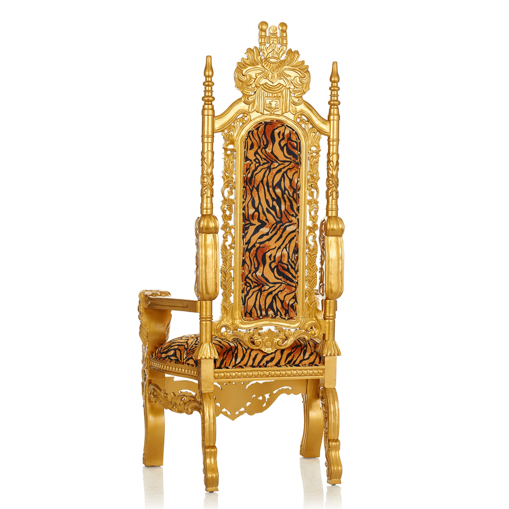 "King David" Lion Throne Chair - Tiger Print / Gold