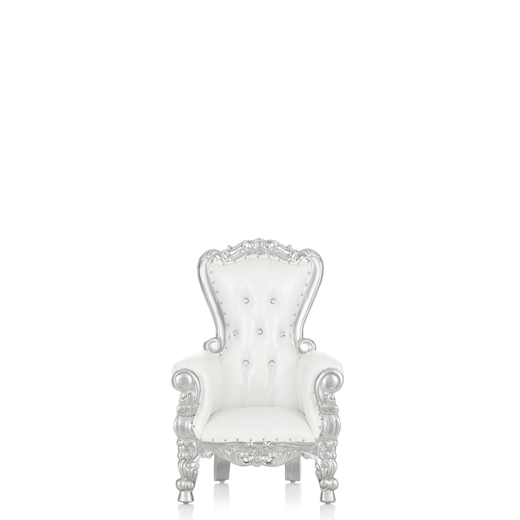 "Mini Tiffany 33" Kids Throne Chair - White / Silver