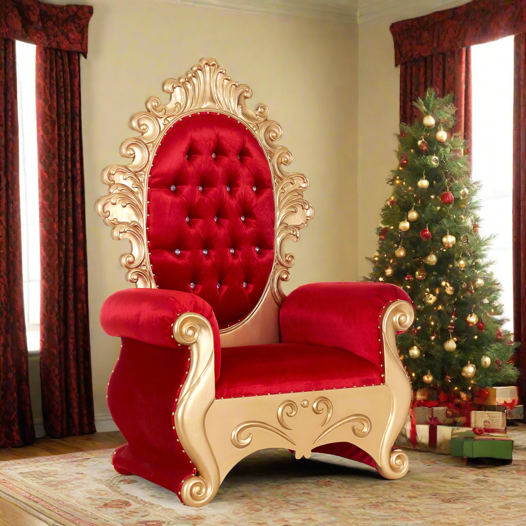 "The Original Santa" Throne Chair - Red Velvet / Gold