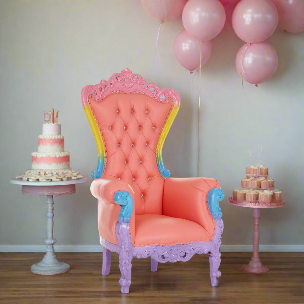 "Queen Tiffany 59" Throne Chair - Pink Unicorn