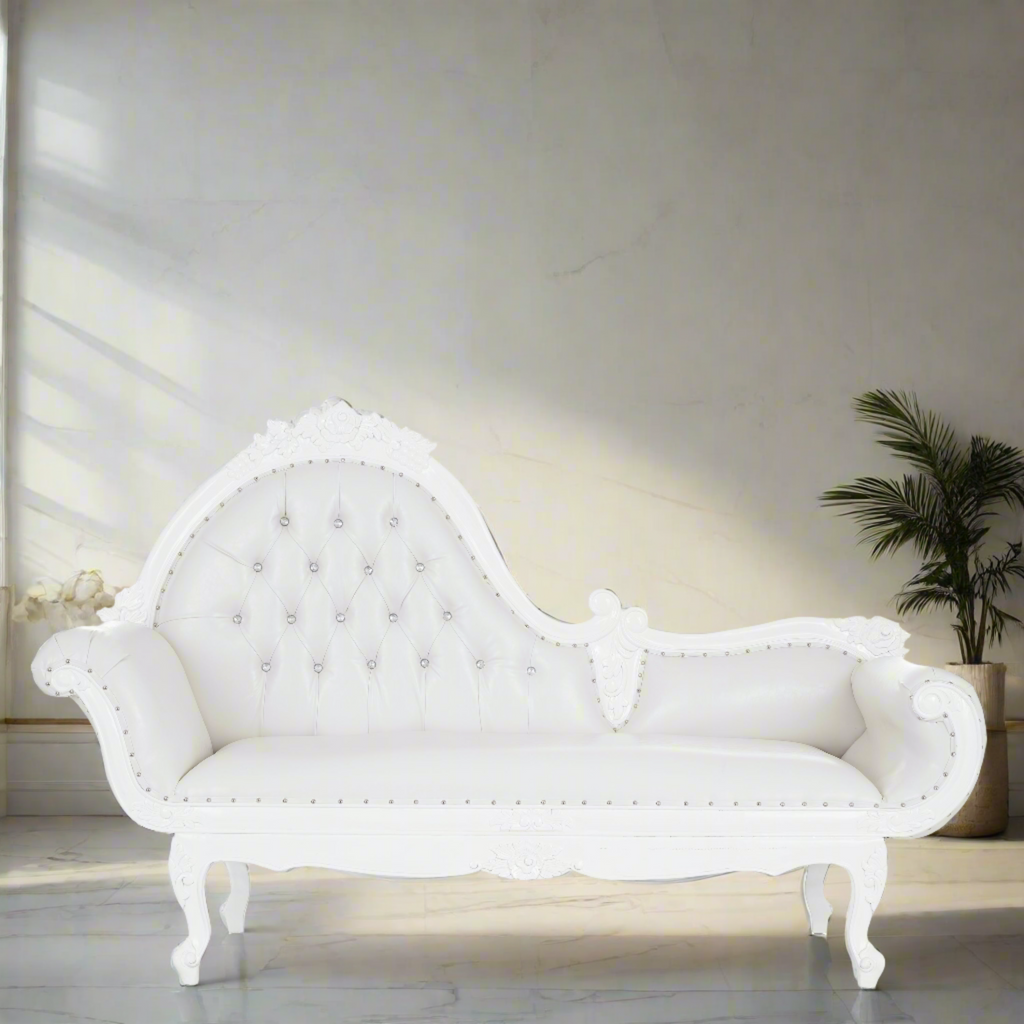 "Charlotte" Royal Chaise Lounge - White / White