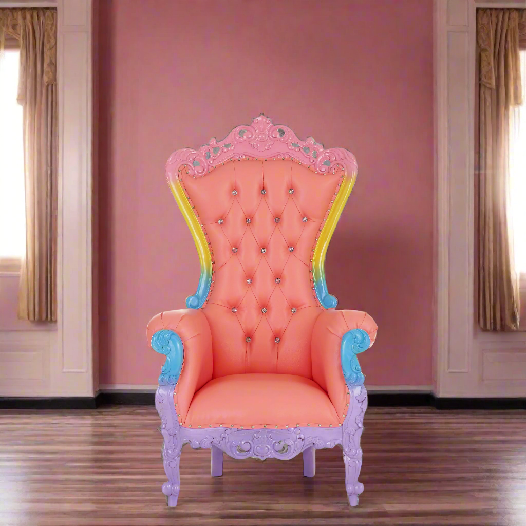 "Queen Tiffany 59" Throne Chair - Pink Unicorn