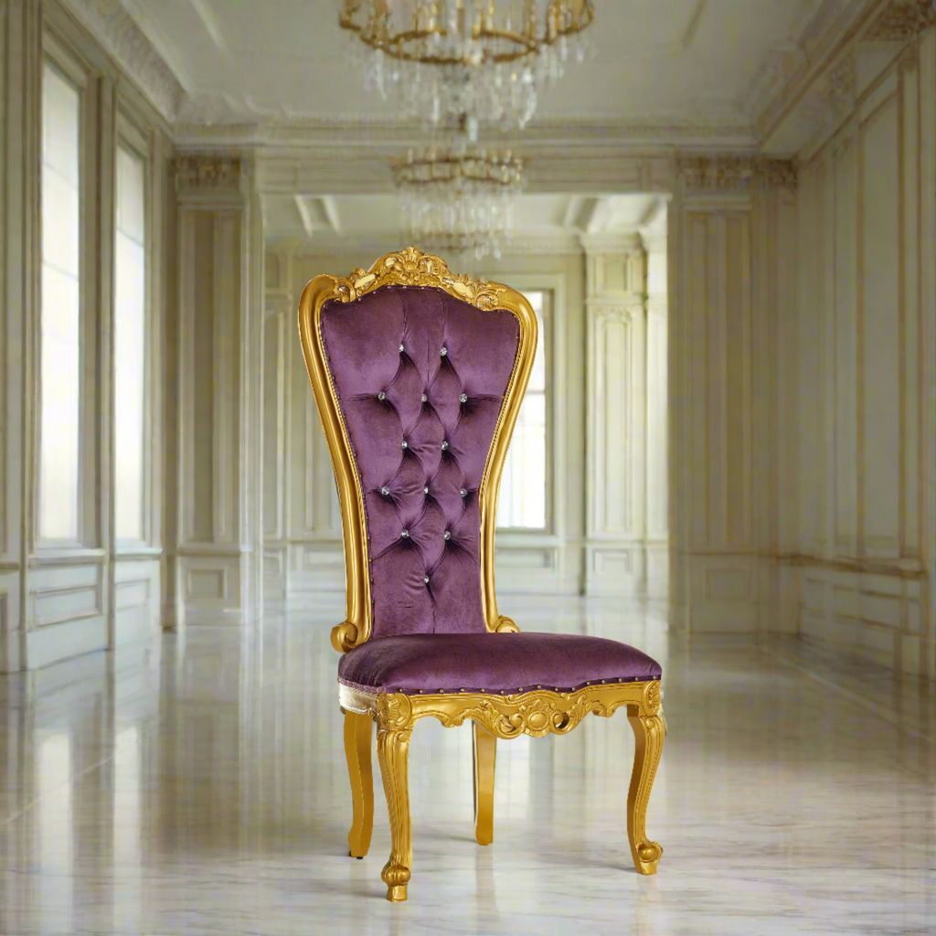 "Valentina" Accent Armless Chair - Purple Velvet / Gold