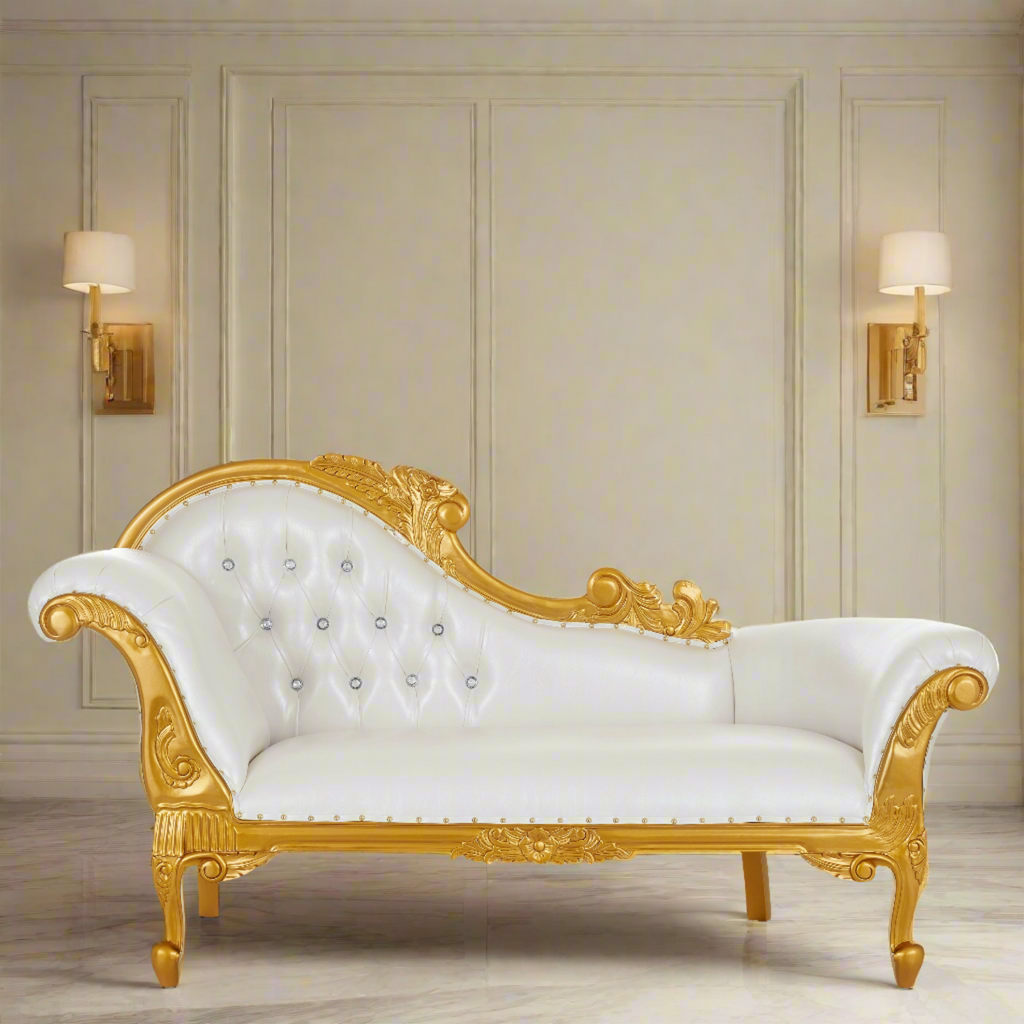 "Cleopatra 70" Royal Chaise Lounge - White / Gold