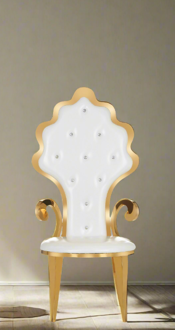 "Natalie" 1Pc. Metal Bridal Throne Chair - White / Gold