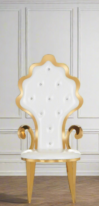 "Natalie" 1Pc. Metal Bridal Throne Chair - White / Gold