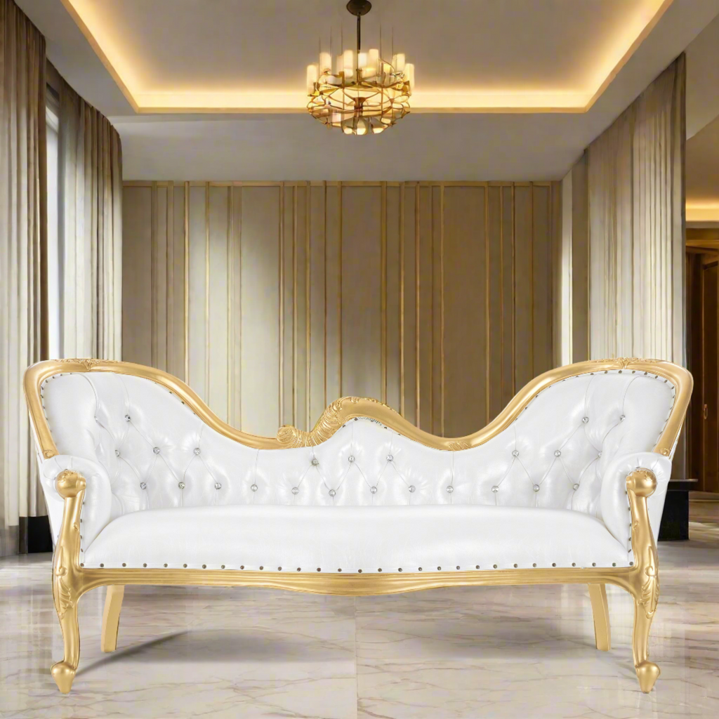 "Monaco" Royal Chaise Lounge - White / Gold