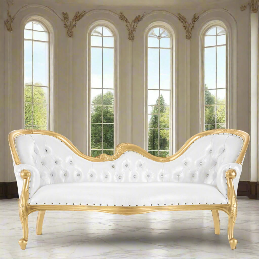 "Monaco" Royal Chaise Lounge - White / Gold