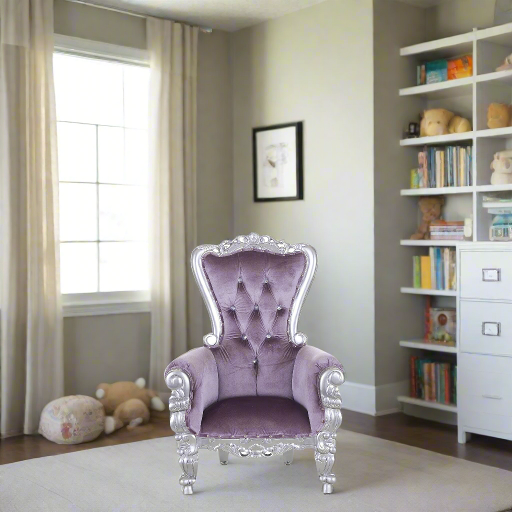 "Mini Tiffany 33" Kids Throne - Lavender / Silver