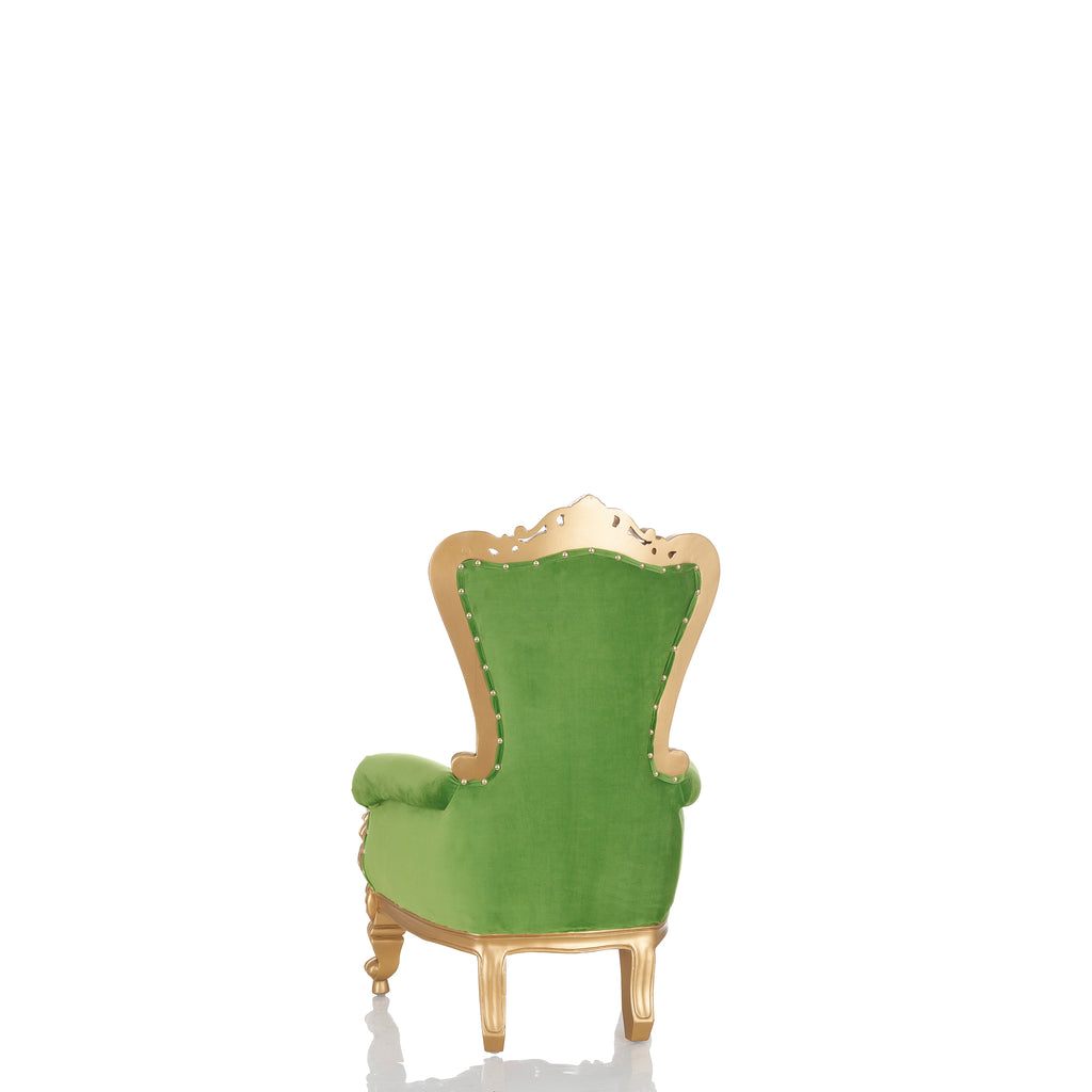 "Mini Tiffany 36" Kids Throne Chair - Light Green Velvet / Gold