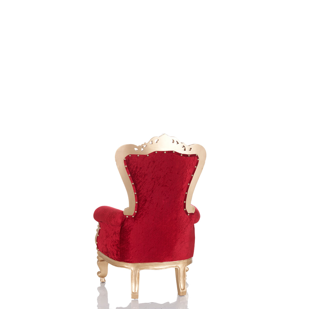 "Mini Tiffany 36" Kids Throne Chair - Crushed Red Velvet / Gold