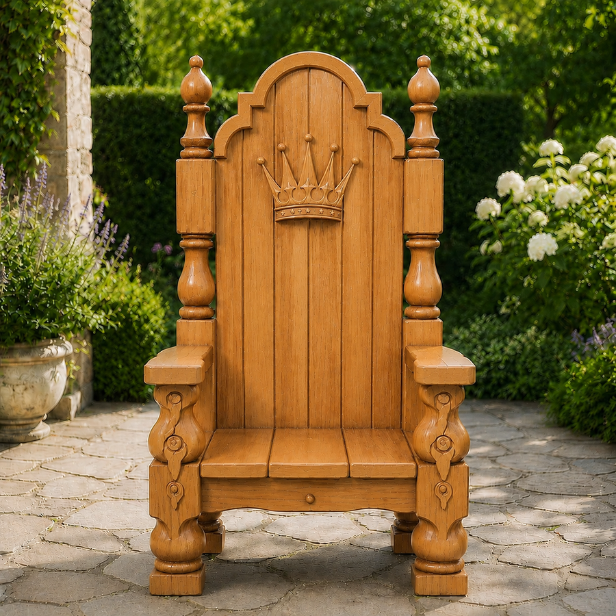 Royal Crown Teak Throne Chair