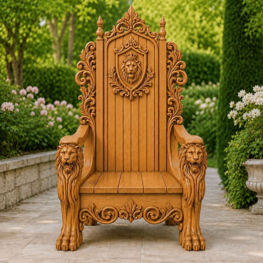 Royal Lion Teak Garden Throne